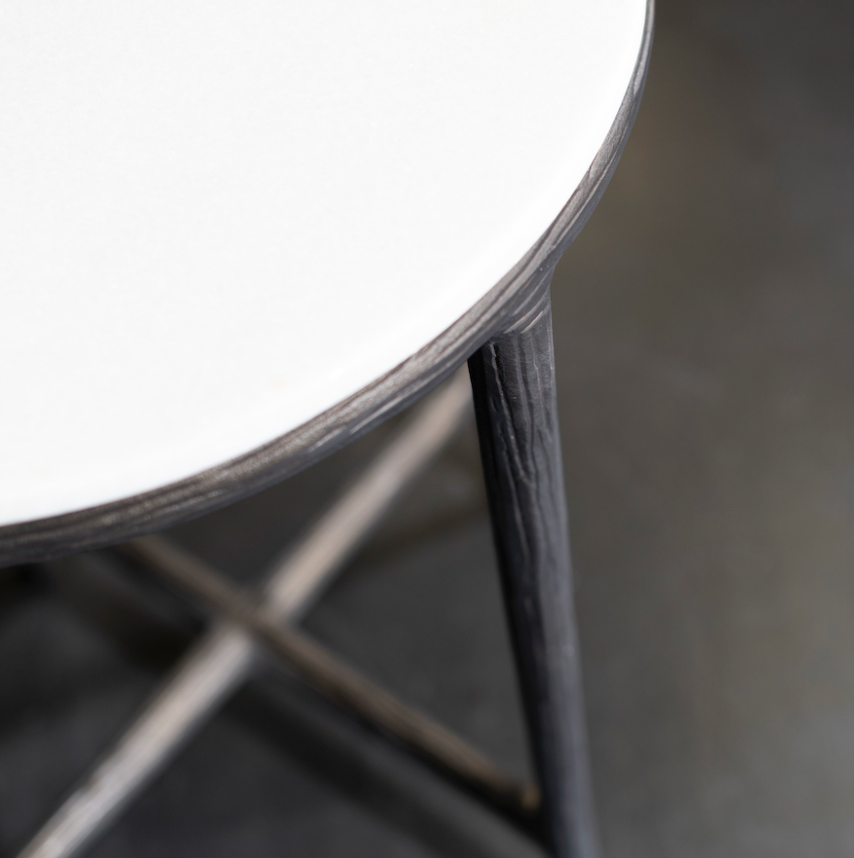 Barona 18" End Table - Marble + Antique Bronze