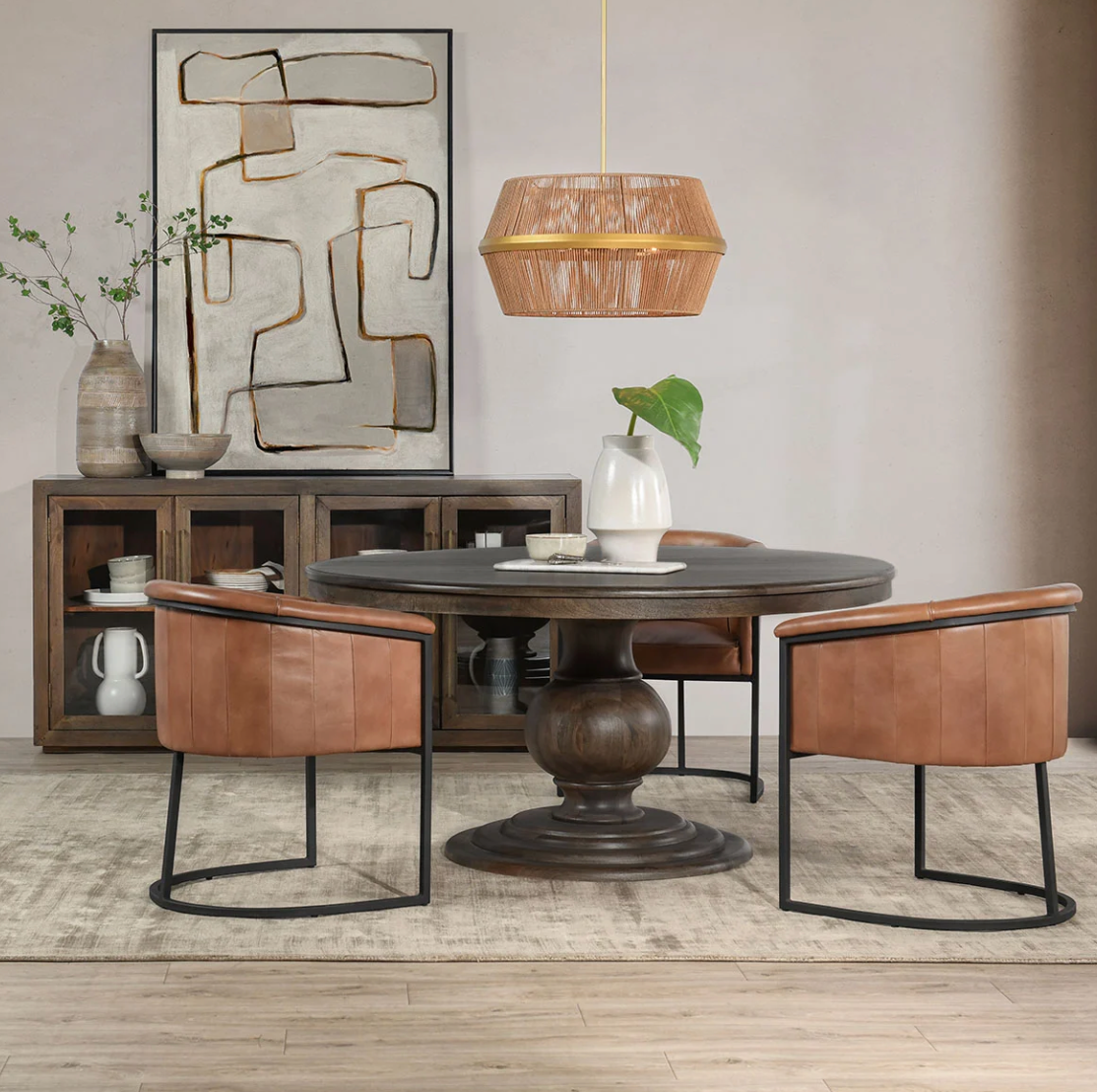 Aidan 60" Round Dining Table - Burnished Brown