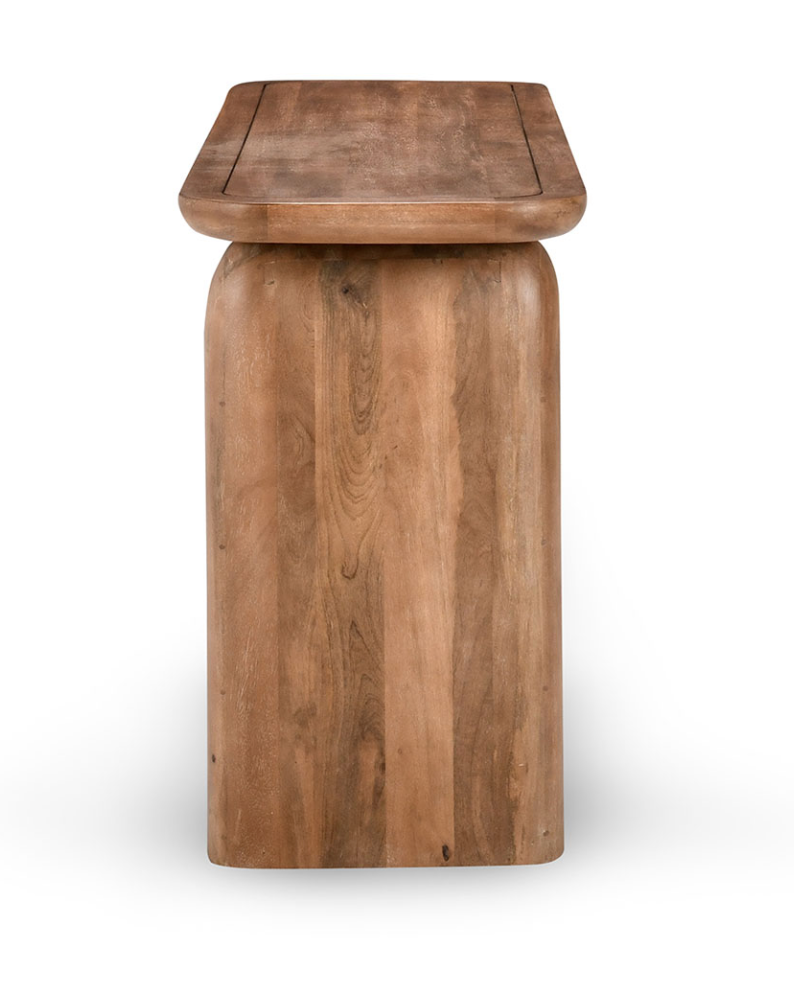 Cordova 68" Mango Wood Curved Console Table - Pecan