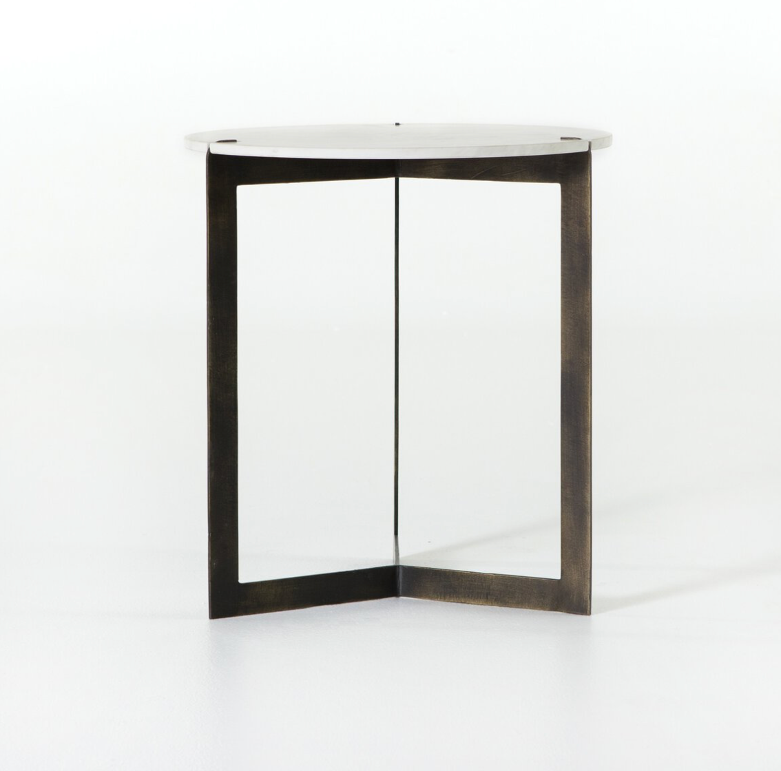 Felipe 20" Round End Table - Hammered Iron + Cloud