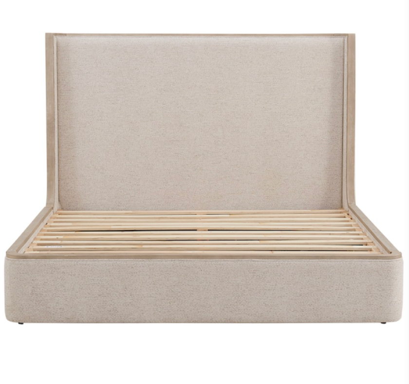 Warren 66" Upholstered Oak Queen Bed - Stone Wash + Mist