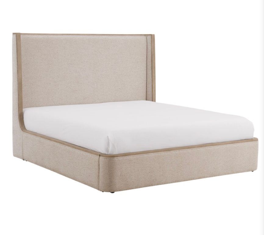 Warren 66" Upholstered Oak Queen Bed - Stone Wash + Mist