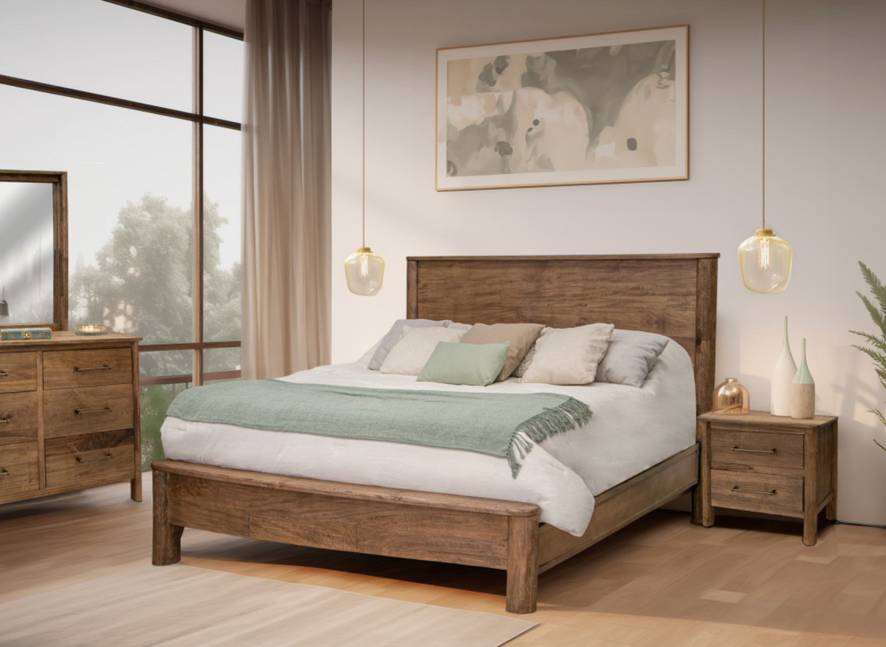 Aspen 66" Queen Platform Bed - Warm Natural