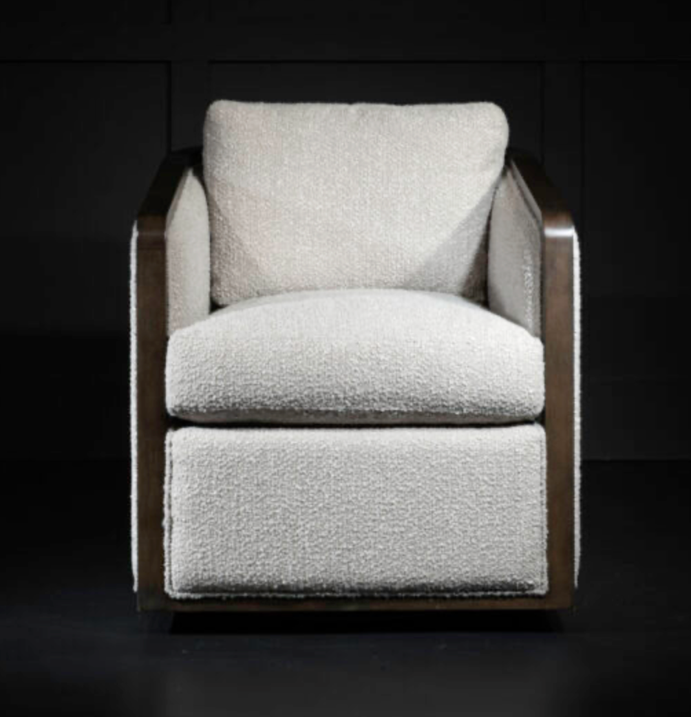 Ansley 29" Occasional Swivel Chair - Performance Frost + Oak