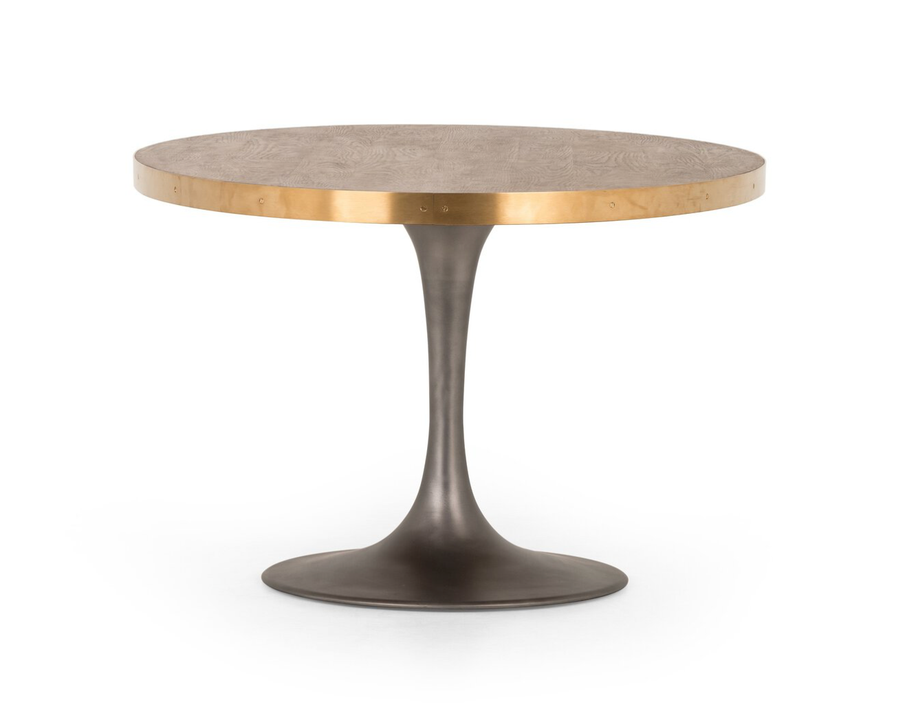 Edmonds 72" Reclaimed Oak Oval Dining Table - Iron + Polished Brass