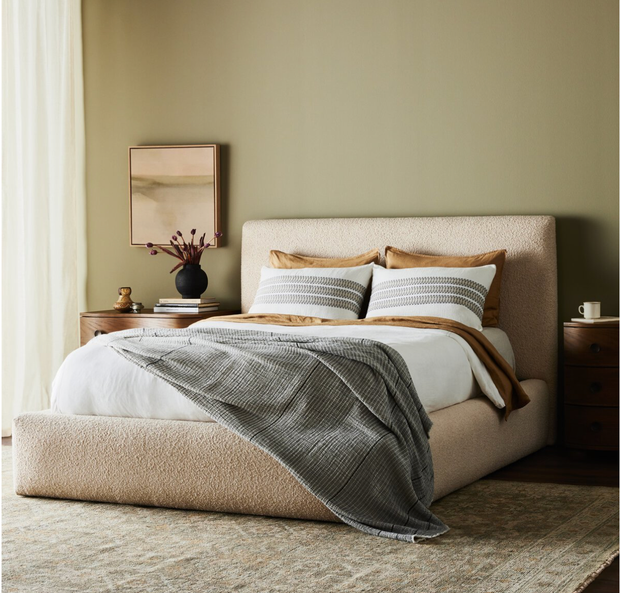 Analise 89" Upholstered King Bed - Performance Cream