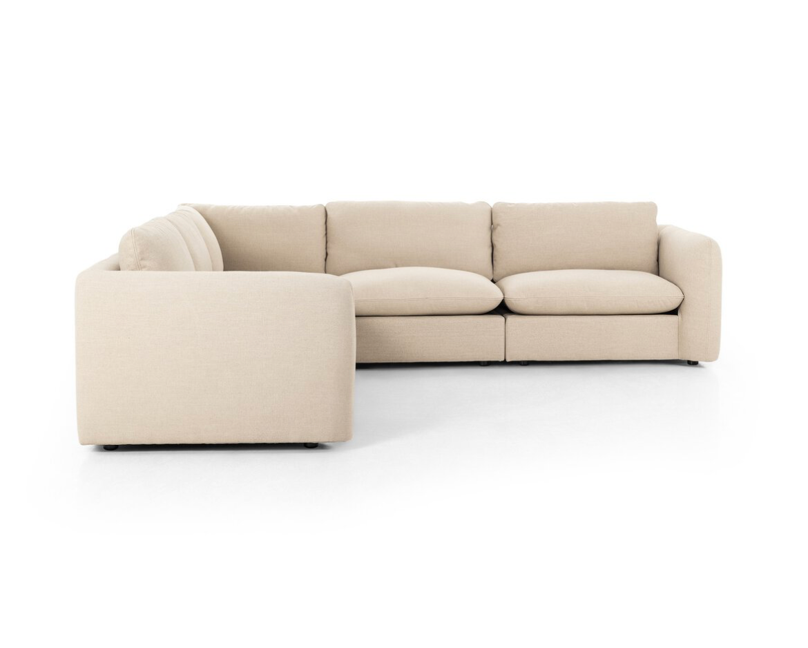 Fuentes 122" 5 Cushion Sectional - Performance Taupe Linen