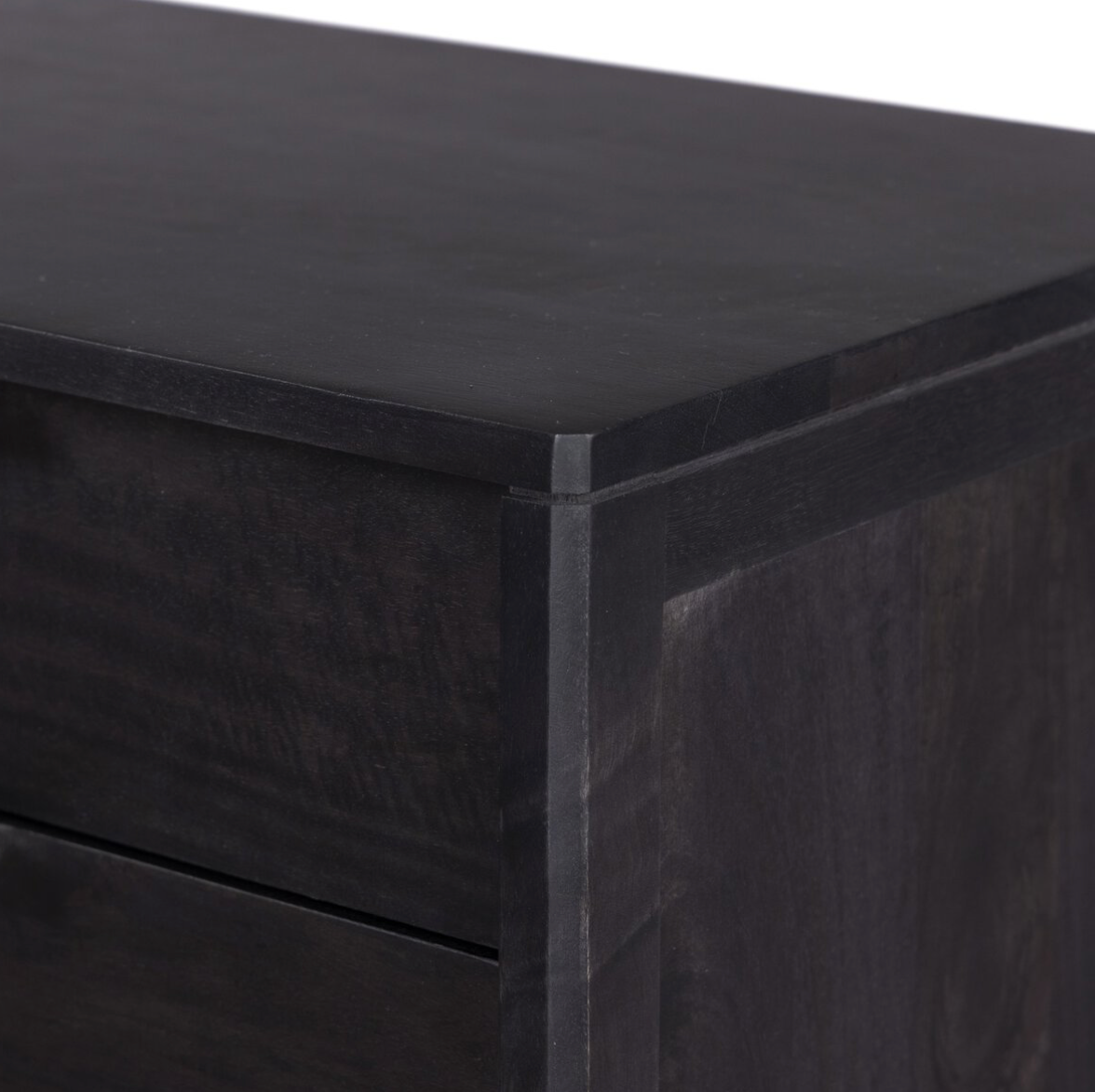 Marcelo 34" Tall 3 Drawer Chest - Black + Black Cane