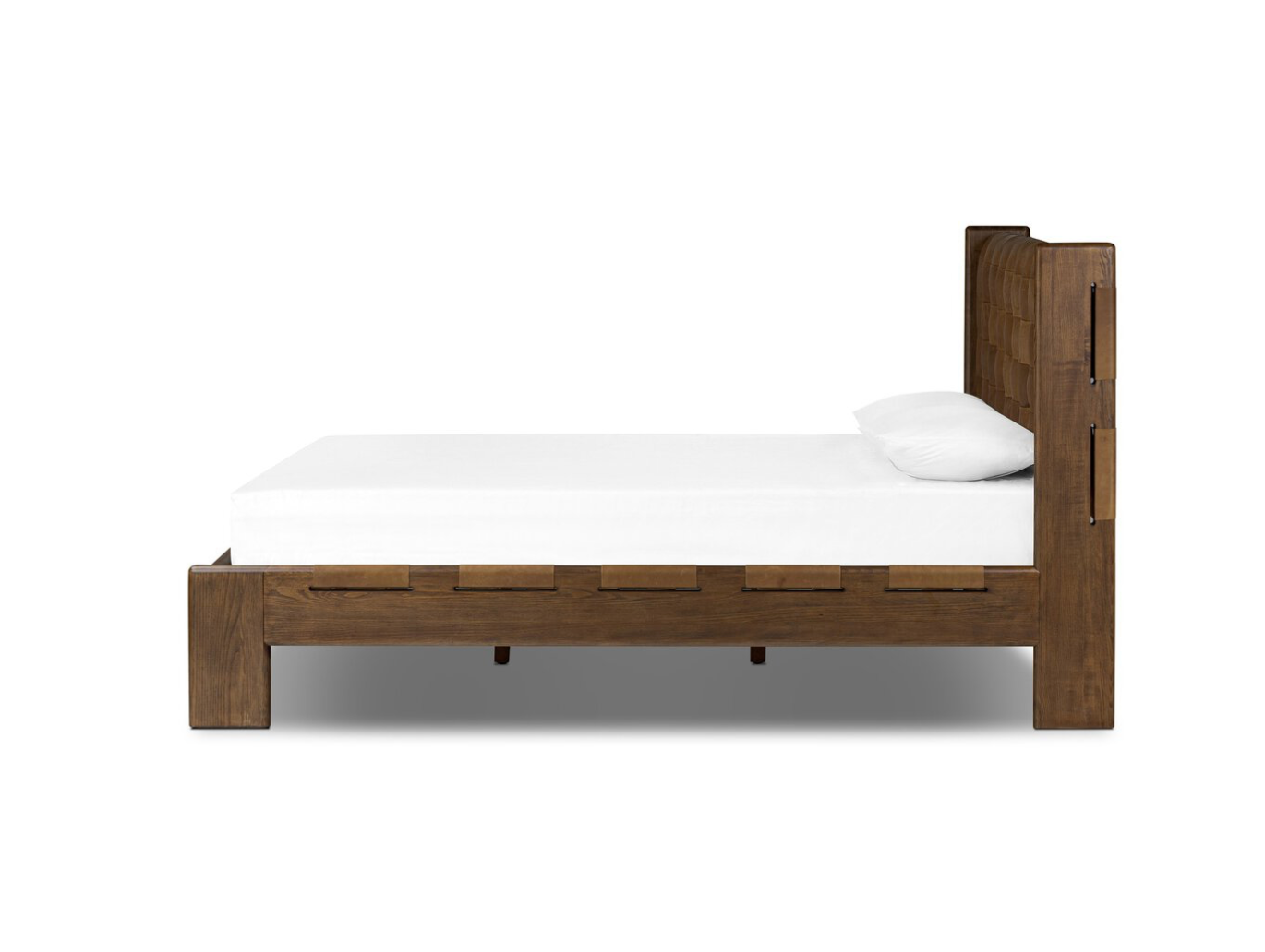 Maren 64" Queen Bed - Solid Ash + Sienna Leather
