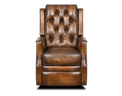 Oxford 37" Top Grain Tufted Leather Power Motion Recliner Swivel Glider - Old English Antique