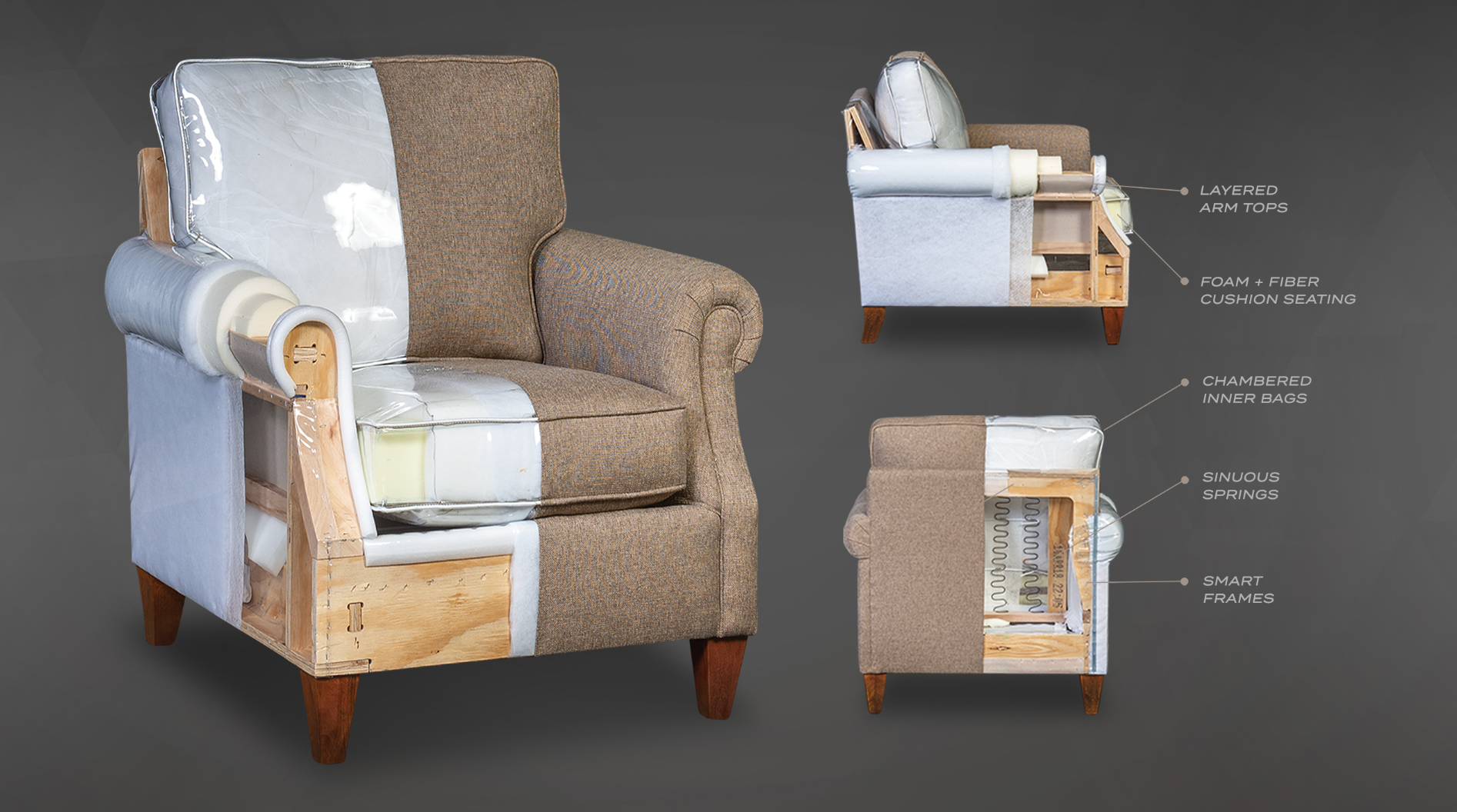 Wyatt 96" x 99" Wide Track Arm 5 Cushion Top Grain Leather Sectional - Omaha Amber + Brass Nailheads