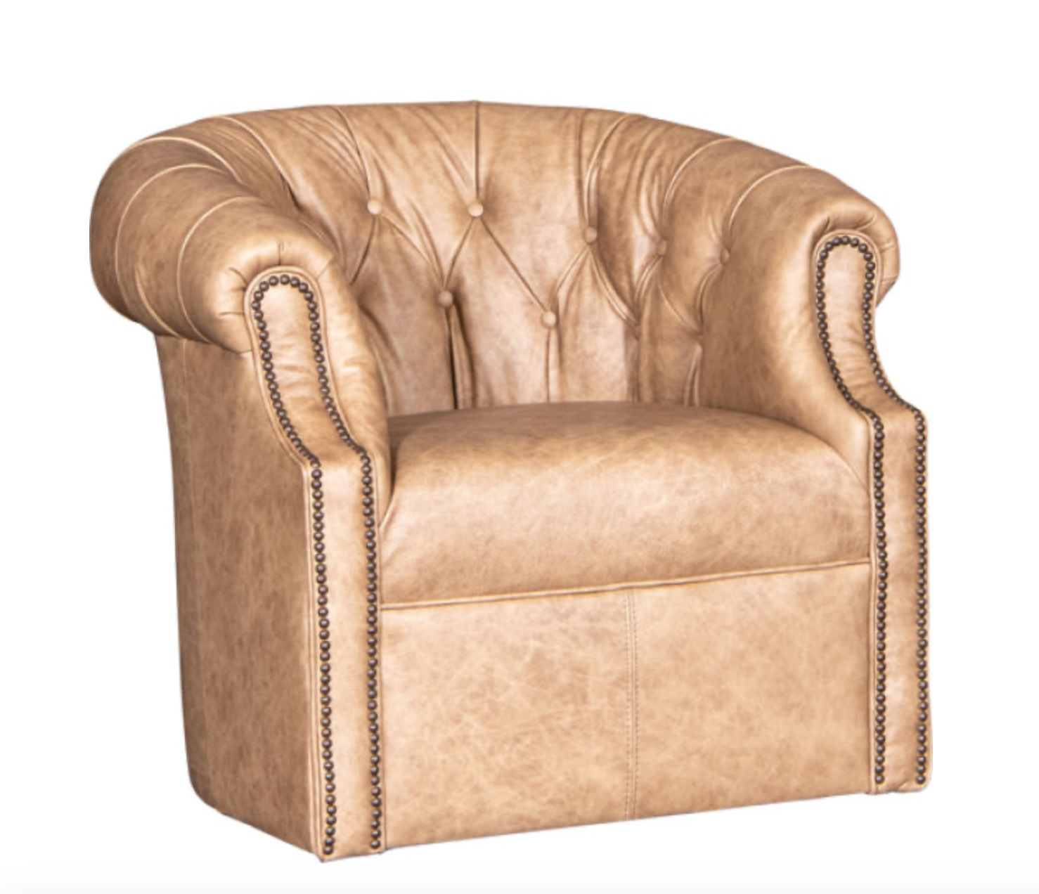 Rockford 36" Tufted Top Grain Leather Swivel Club Chair - Reserve Sycamore