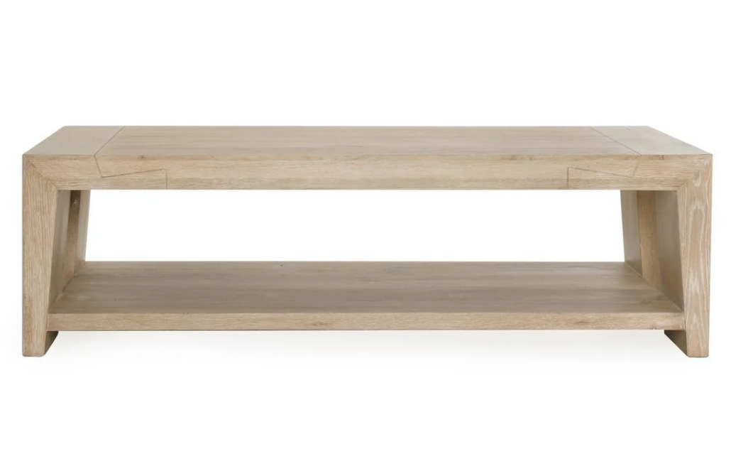 Travis 60" Rectangular Reclaimed Oak Coffee Table - Light Cream