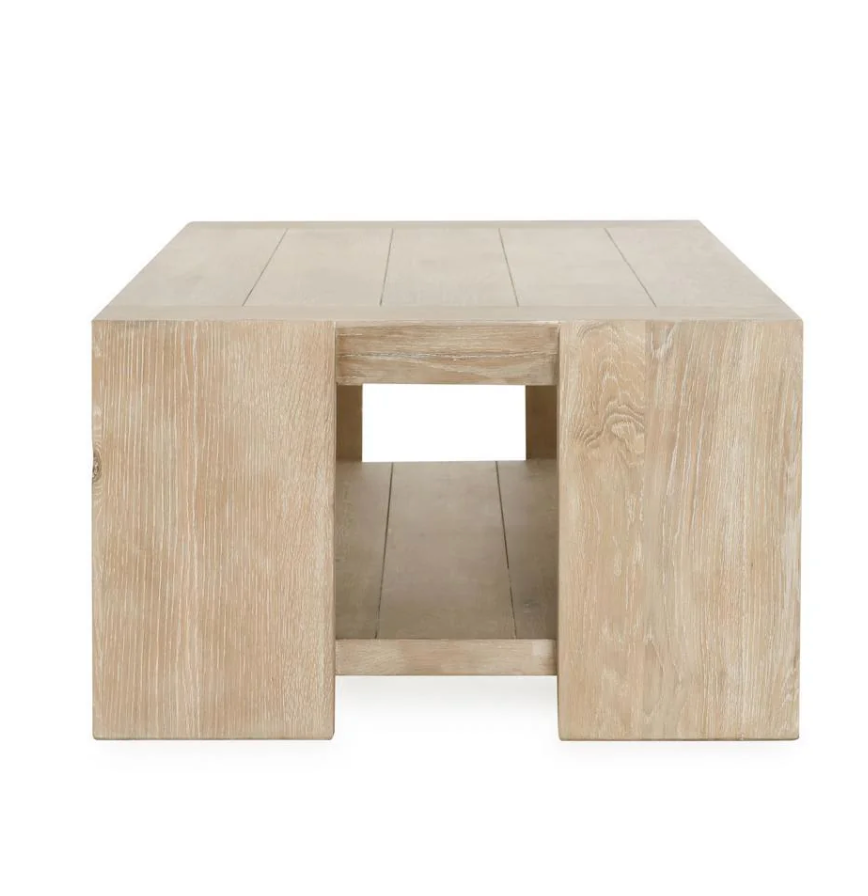 Travis 60" Rectangular Reclaimed Oak Coffee Table - Light Cream