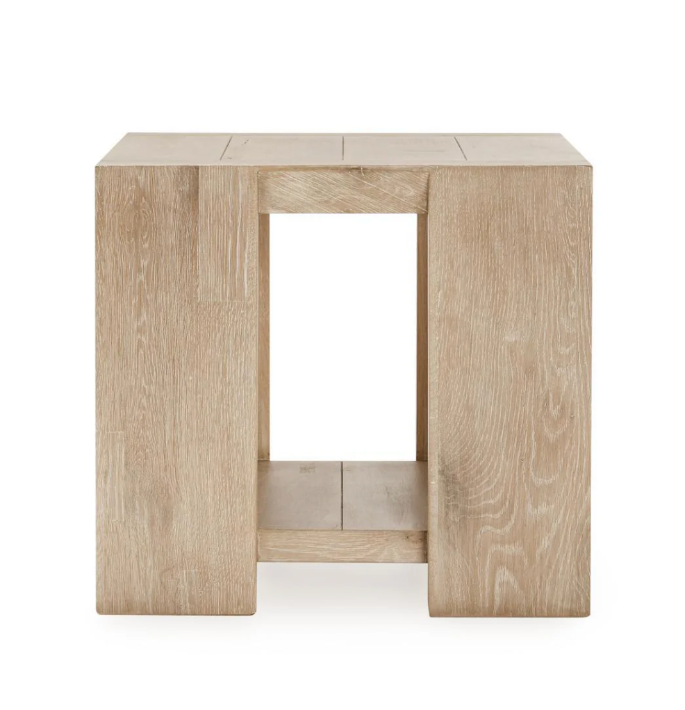 Cameron 24" Rectangular Reclaimed Oak End Table - Light Cream