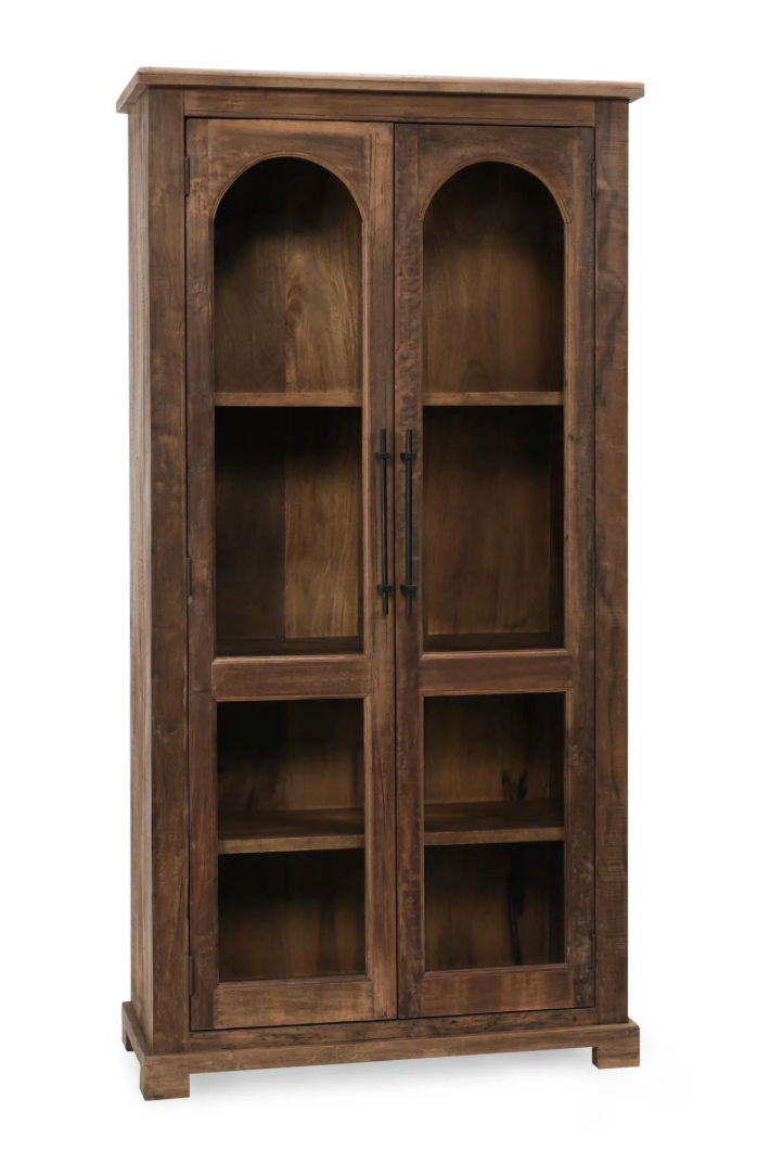 Tahari 42" 2 Door Glass + Reclaimed Wood Cabinet - Natural