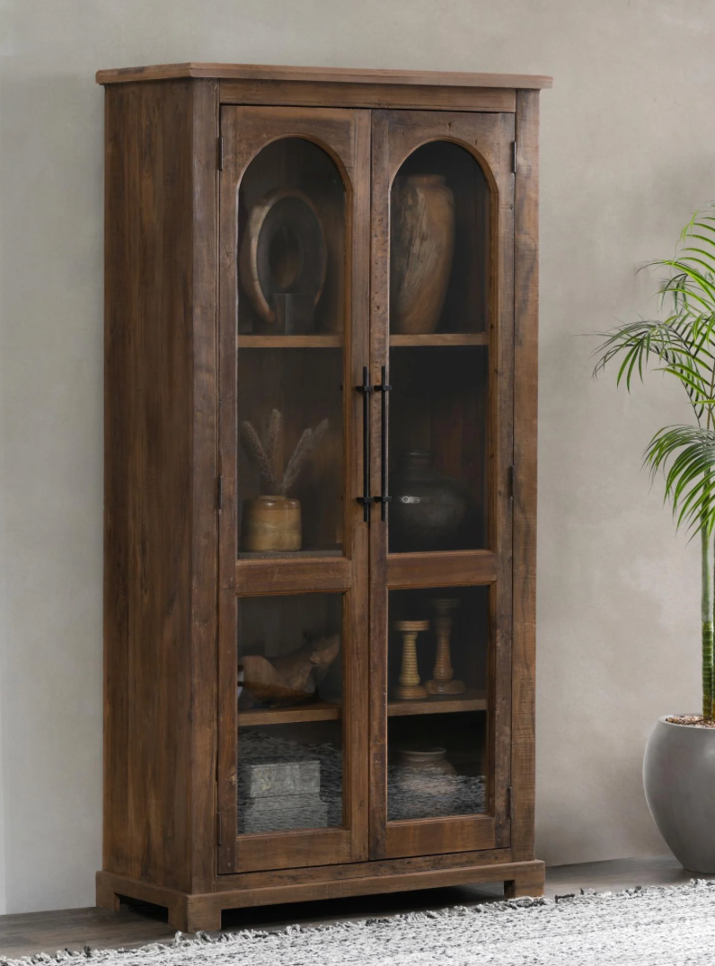 Tahari 42" 2 Door Glass + Reclaimed Wood Cabinet - Natural