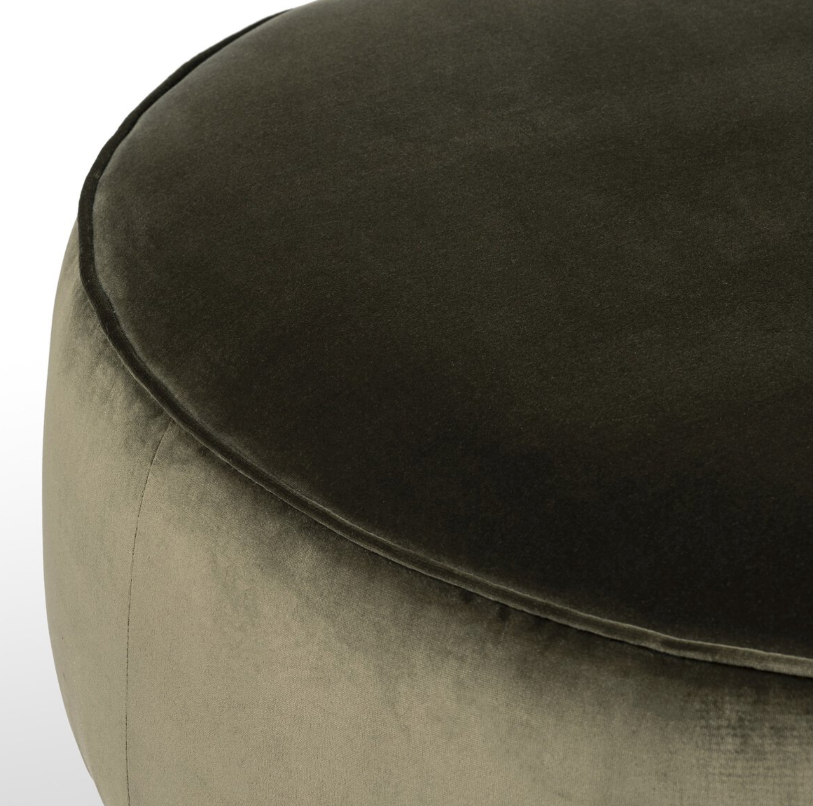 Johnna 36" Round Ottoman - Deep Olive Velvet