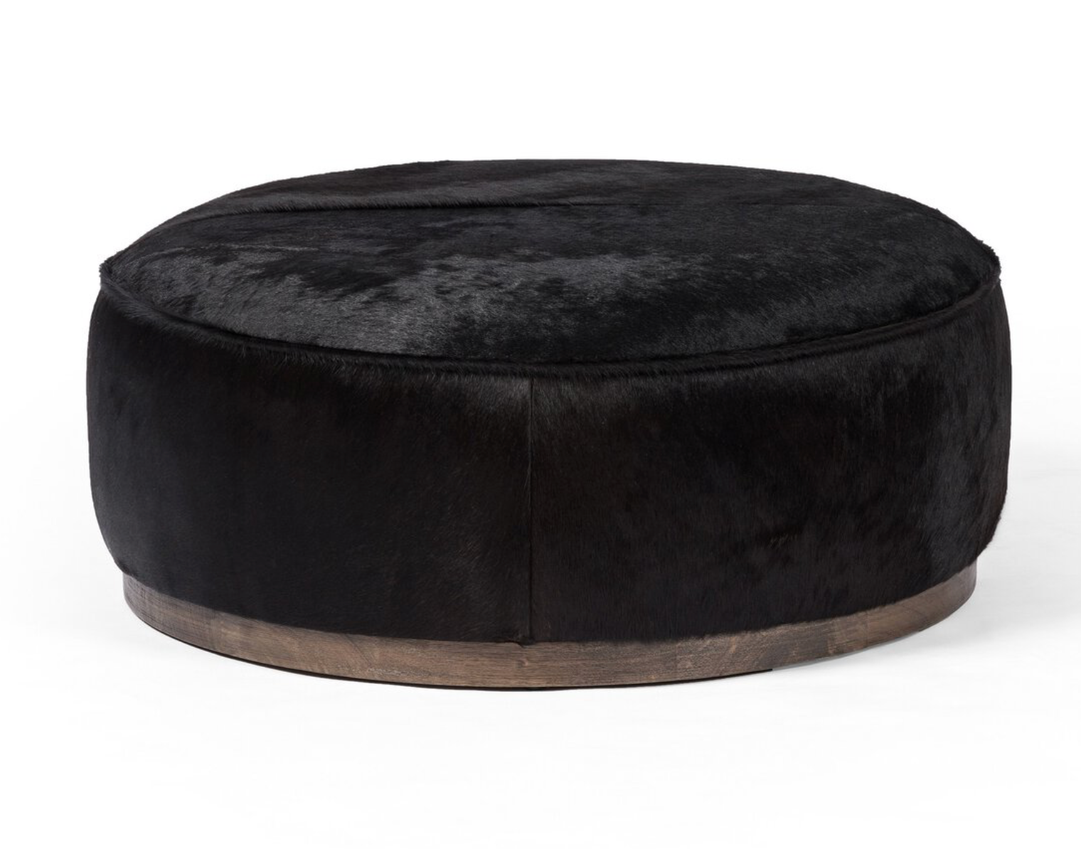 Johnna 36" Round Ottoman - Black Hair on Hide
