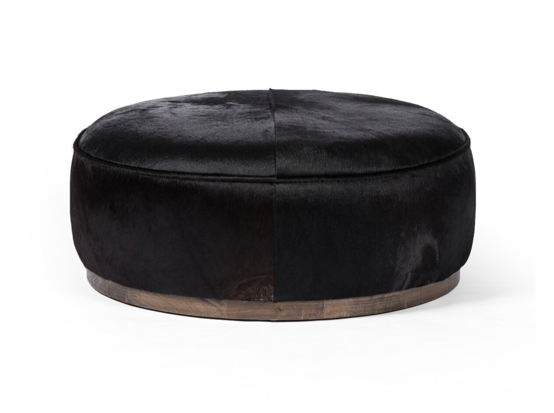Johnna 36" Round Ottoman - Black Hair on Hide