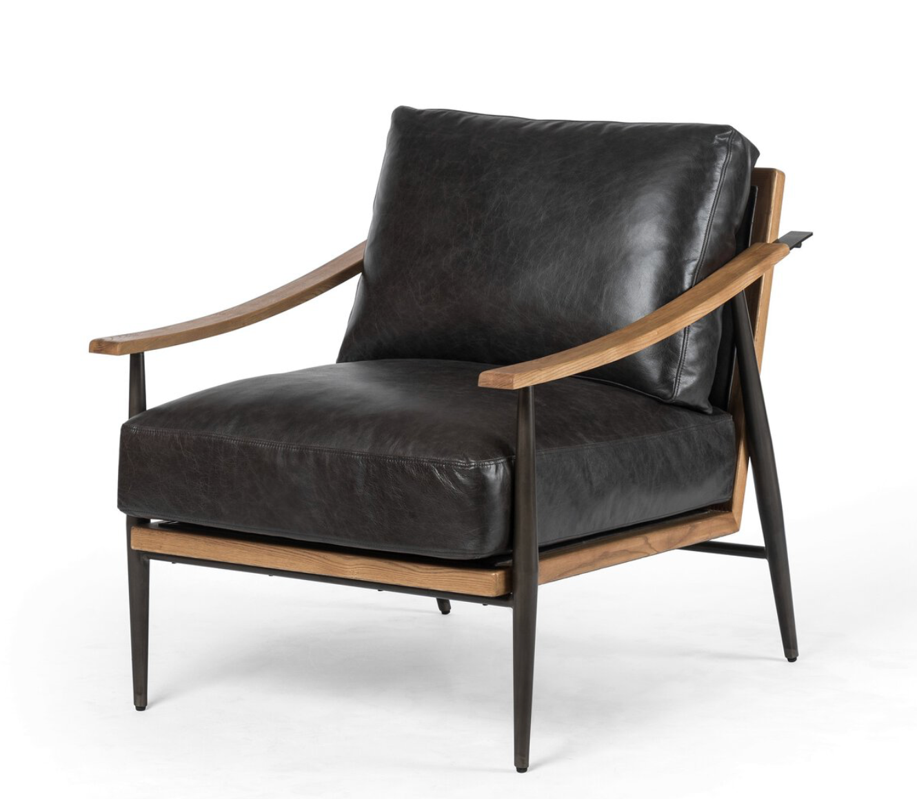 Clark 29" Top Grain Leather Occasional Chair - Black