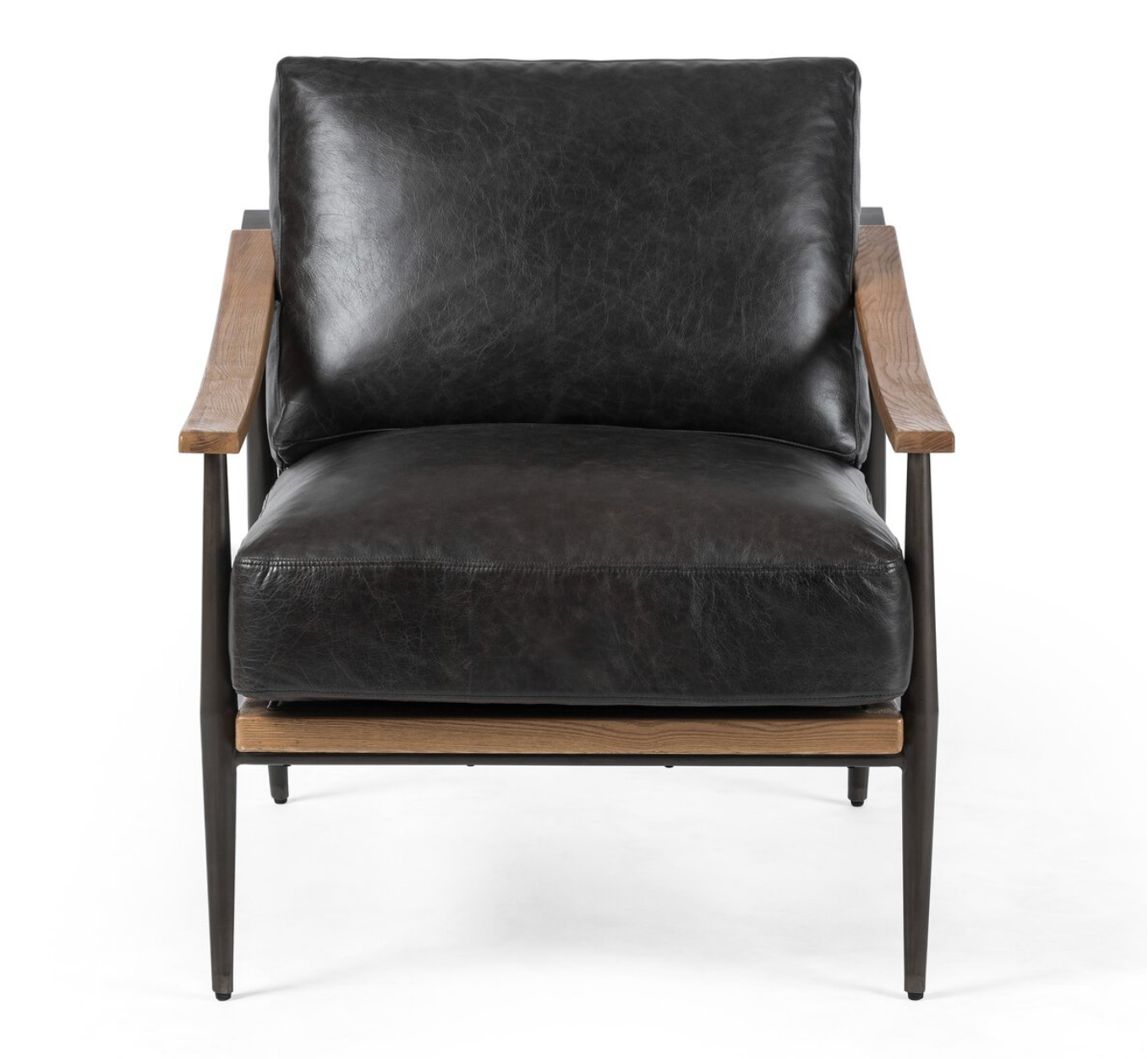 Clark 29" Top Grain Leather Occasional Chair - Black