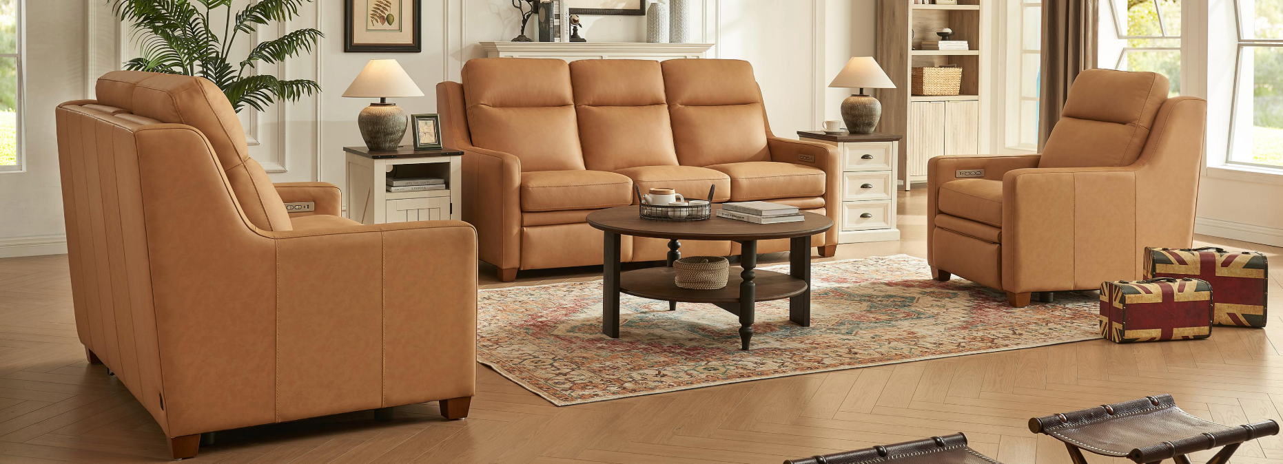 Fraser 77" Top Grain Power Motion Reclining Sofa - Camel