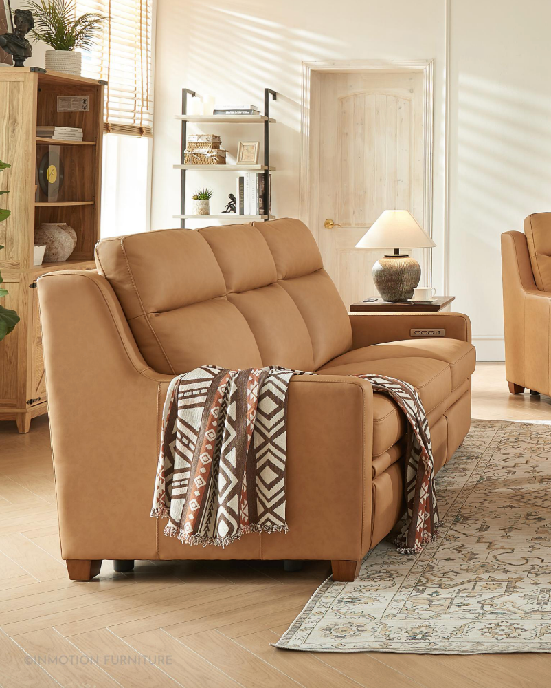 Fraser 77" Top Grain Power Motion Reclining Sofa - Camel