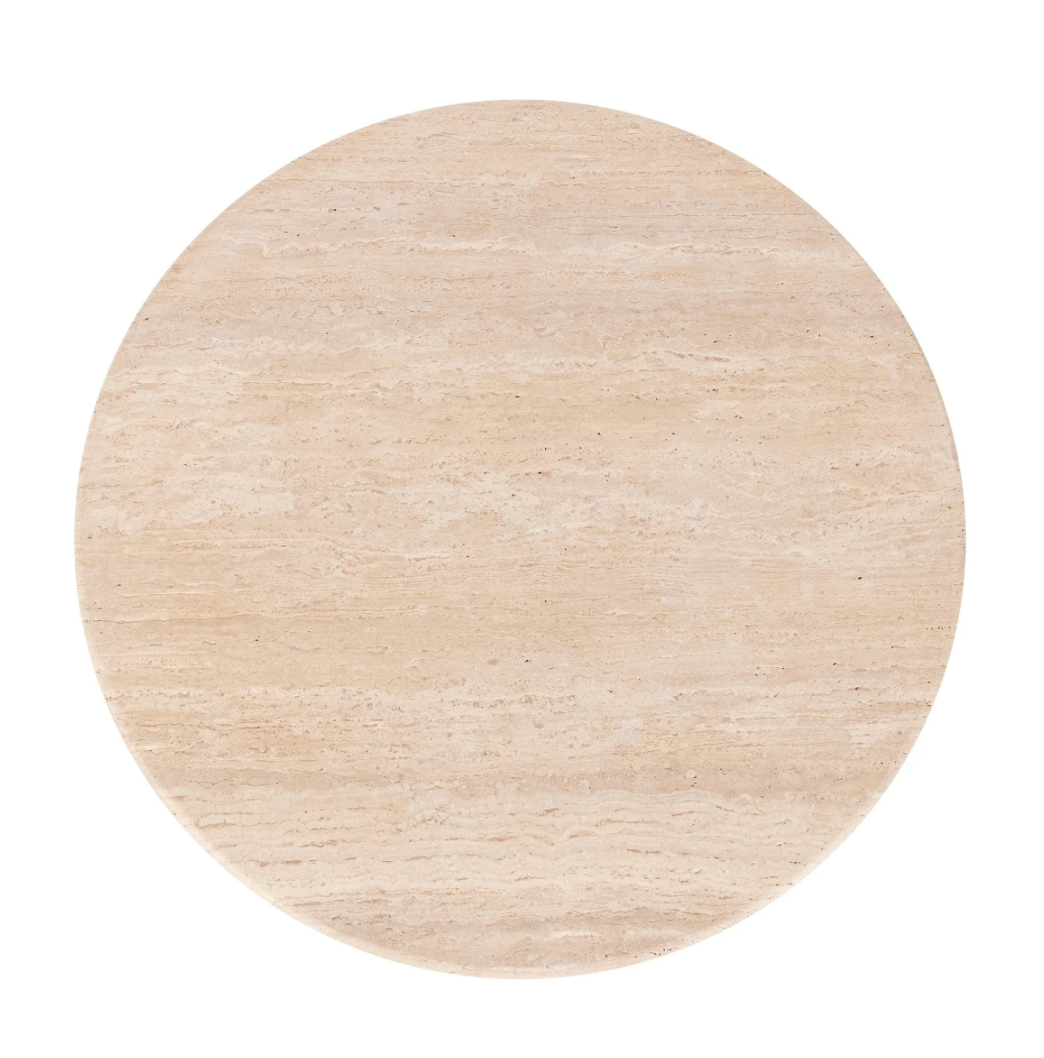 Marney 36" Round Dining Table - Travertine + Iron