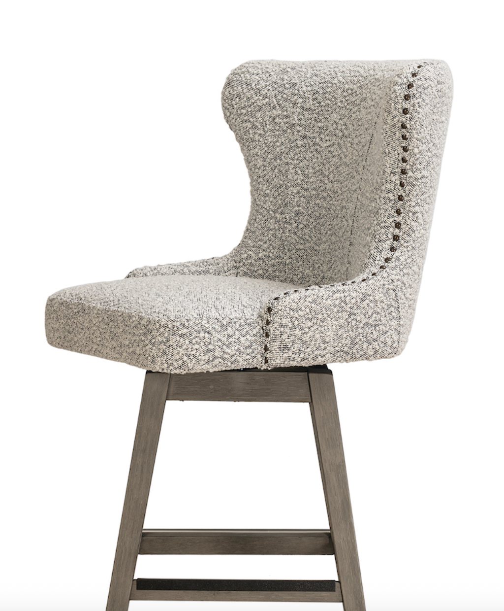 Rockne Swivel Bar Stool- Salt & Pepper Boucle