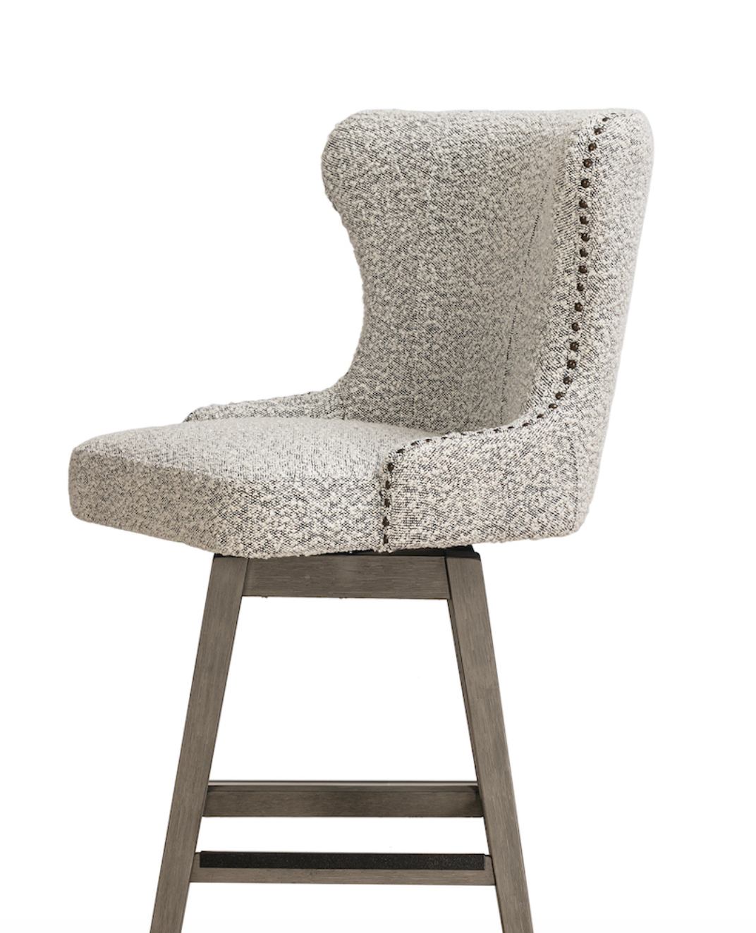 Rockne Swivel Counter Stool- Salt & Pepper Boucle