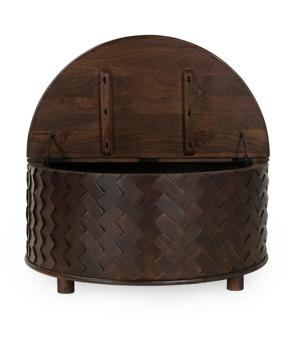 Shakira 40" Round Storage Coffee Table - Espresso Bean