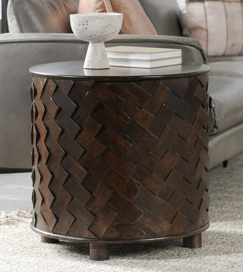 Shakira 24" Round Storage Coffee Table - Espresso Bean