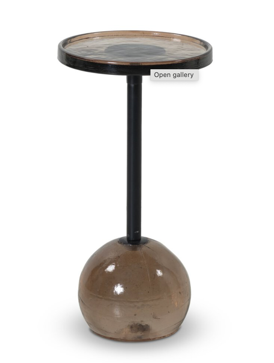 Violet Accent Table-Smoked Brown Cast Glass