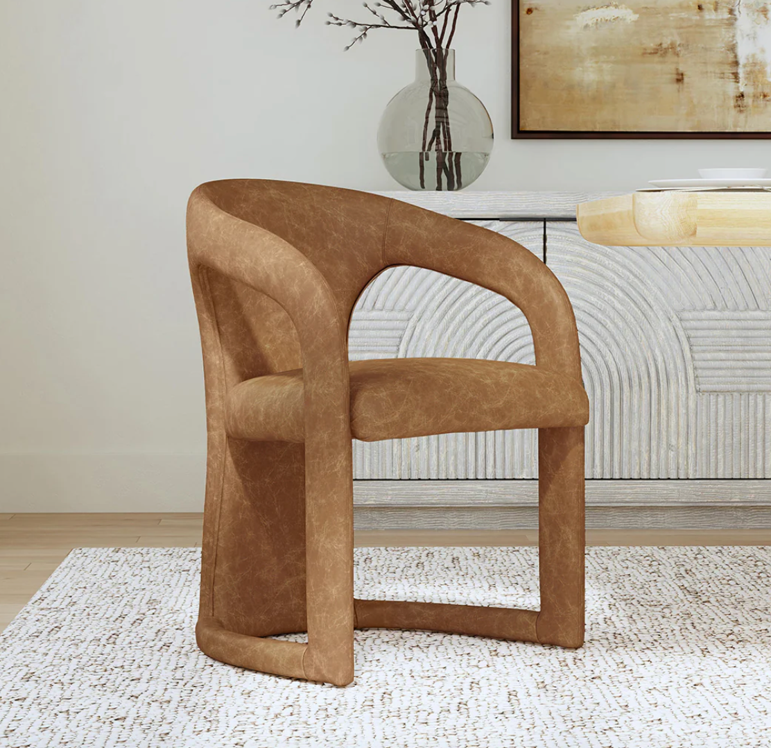 Astoria Top Grain Leather Dining Chair - Maple