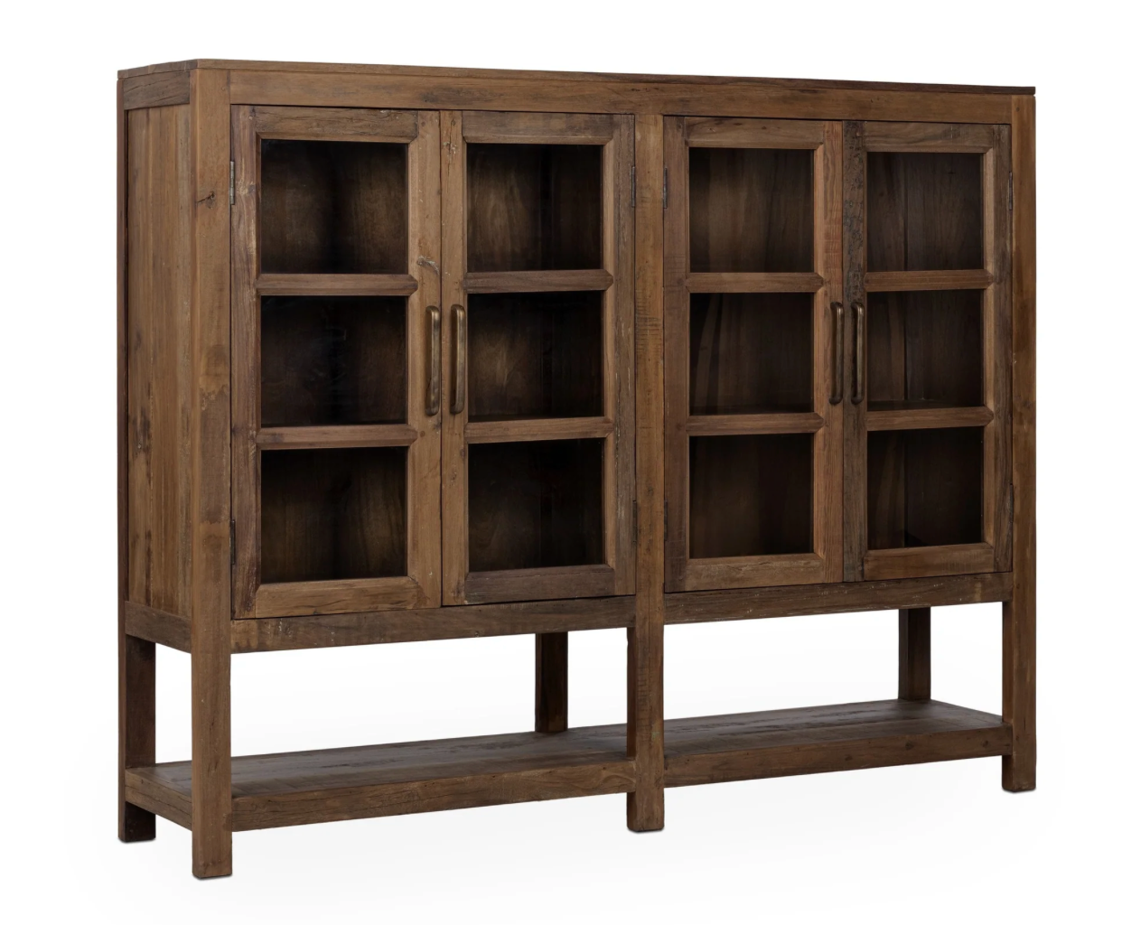 Burundi 72" Reclaimed Wood + Glass 4 Door Cabinet