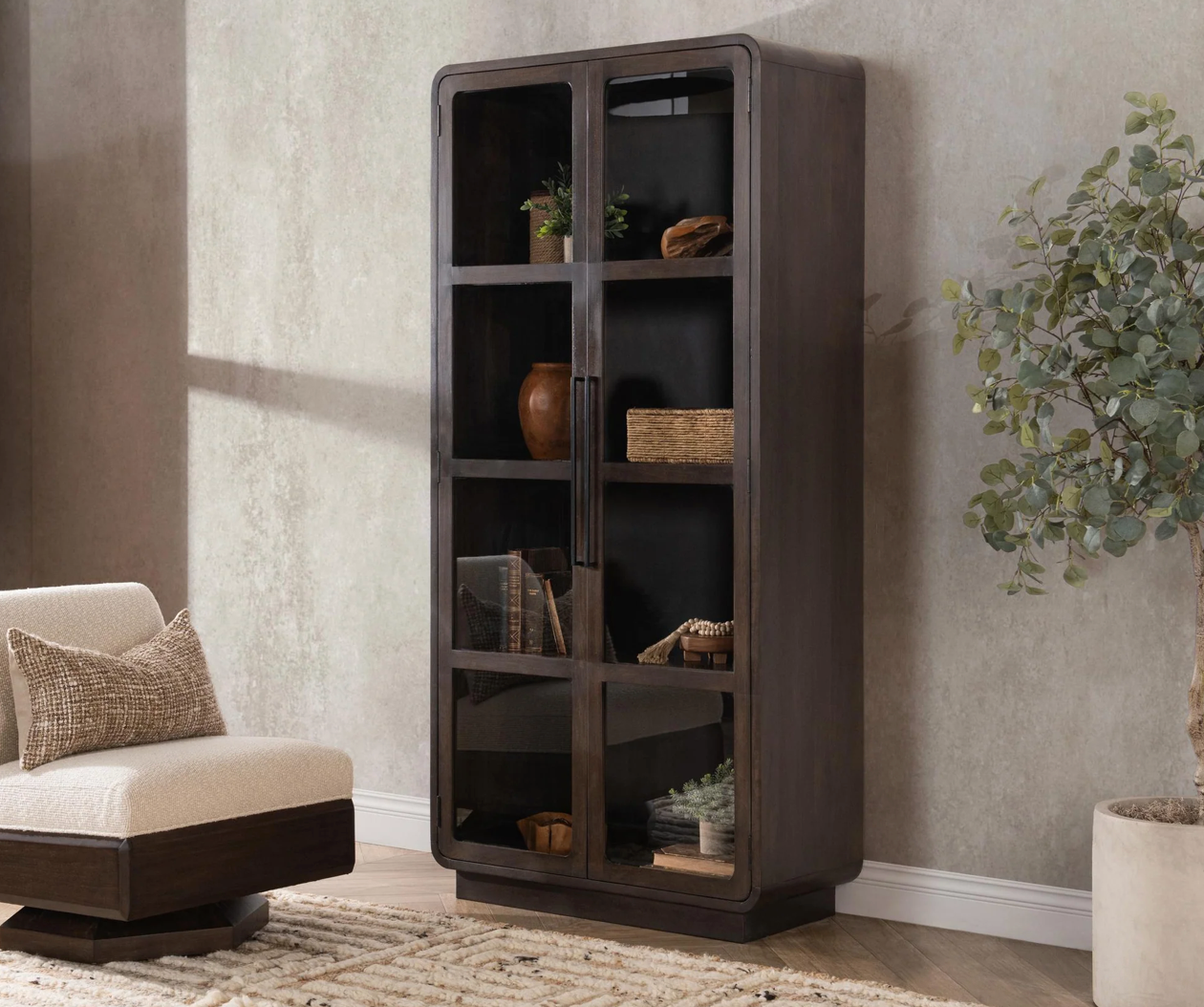 Ravvi 39" 2 Door Cabinet - Coffee + Iron