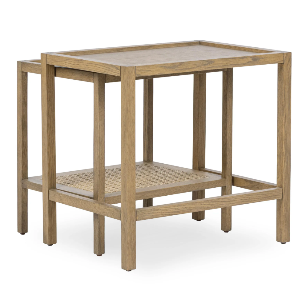 Dabney 22" Nesting End Tables - Oak + Cane