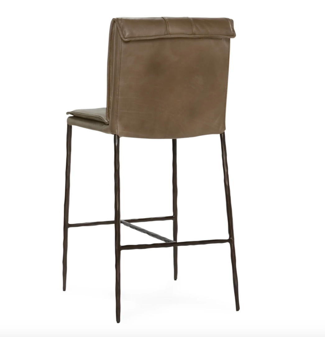 Wesley Top Grain Counter Stool - Saddle + Brass