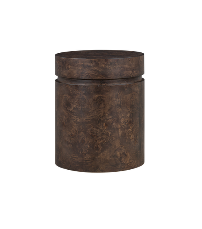 Cascade 18" End Table- Chocolate Burl