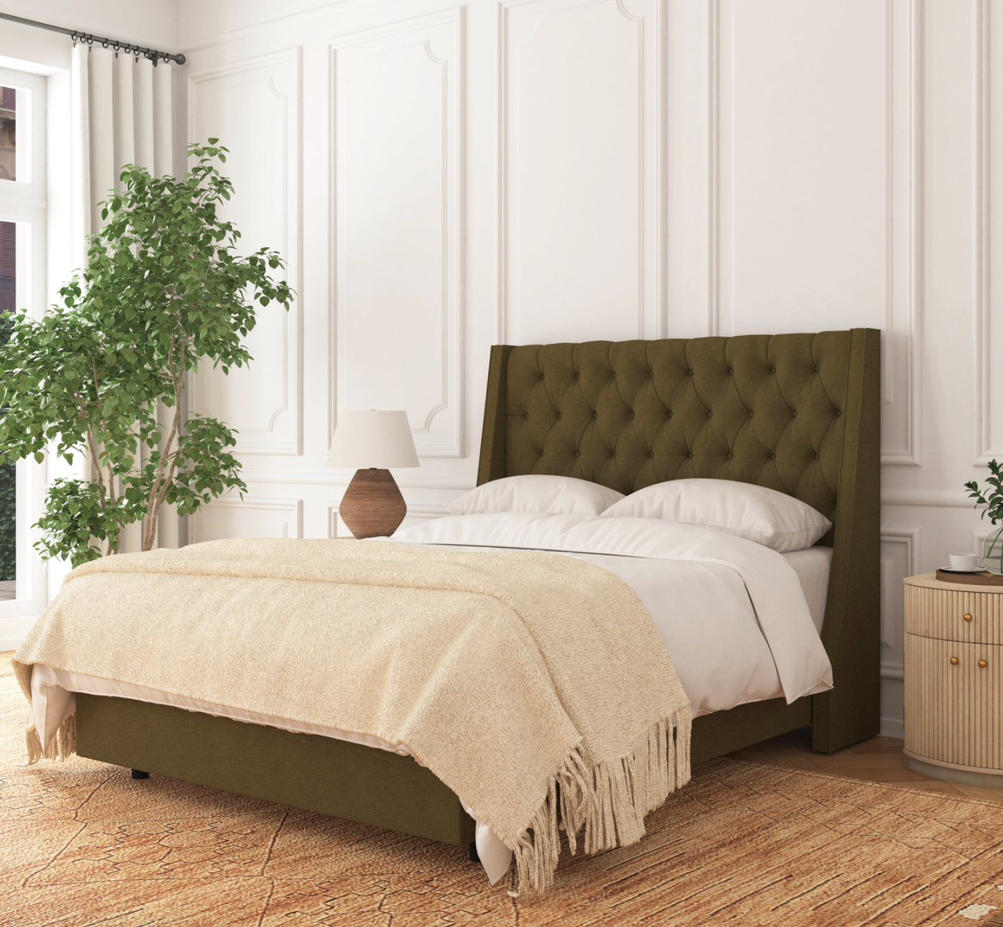 Londyn Tufted Customizable Wingback Bed