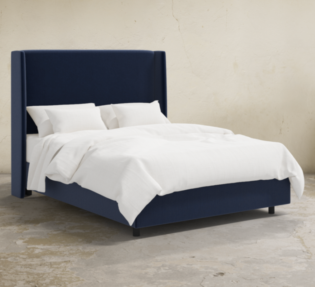 Pressley Tall Wingback Customizable Bed - Performance Ocean Blue