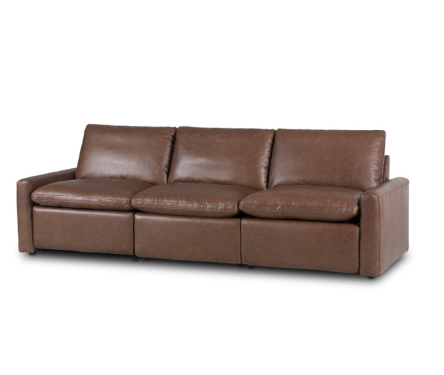 Timothy 111" 3 Cushion Power Reclining Top Grain Leather Sofa - Coco