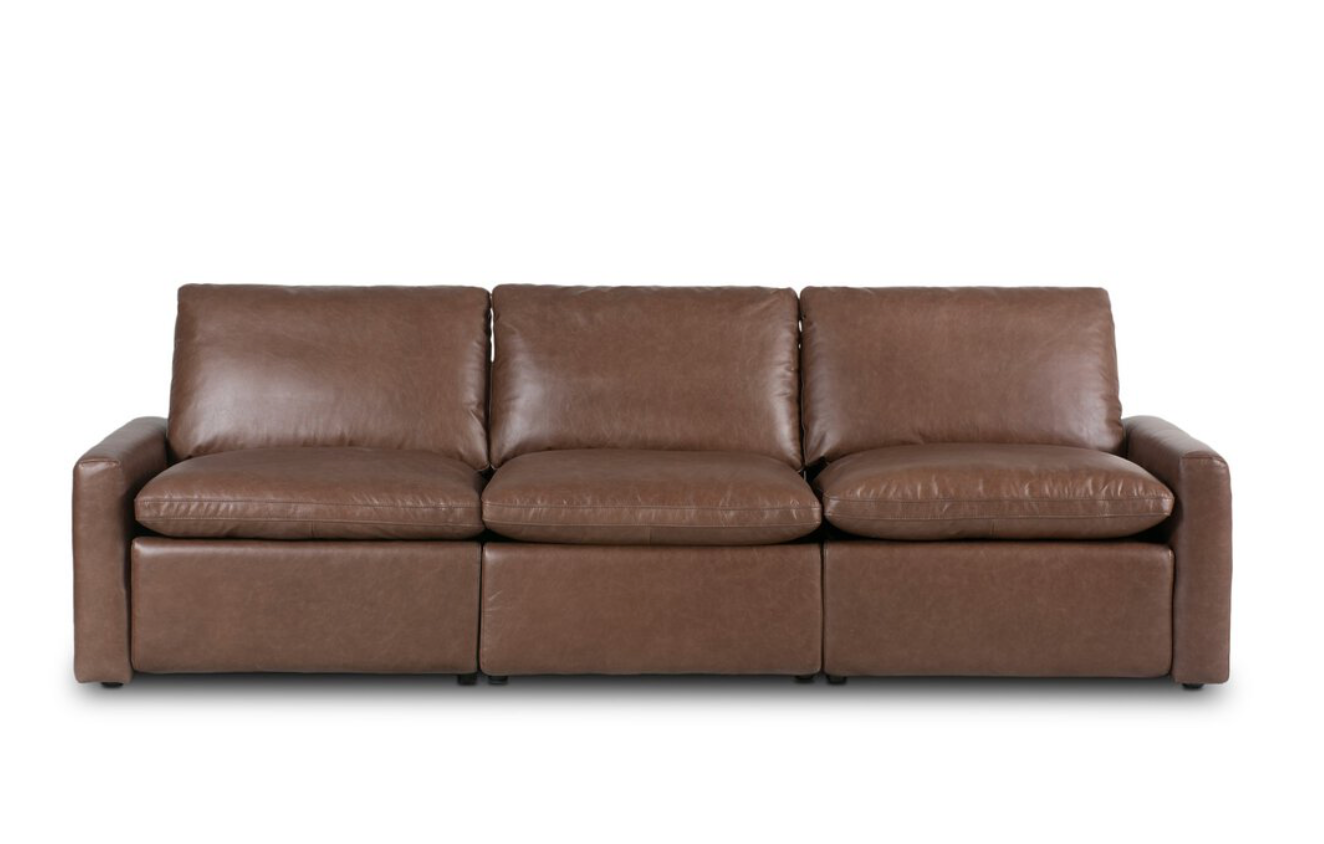 Timothy 111" 3 Cushion Power Reclining Top Grain Leather Sofa - Coco