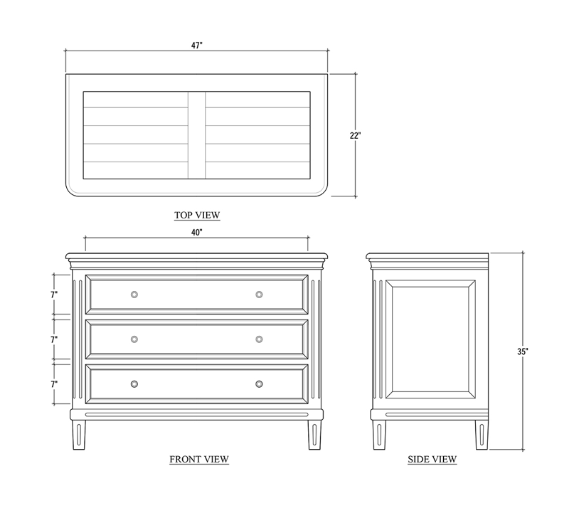 Haywood 47" Mahogany 3 Drawer Bachelor's Chest- Fruitwood