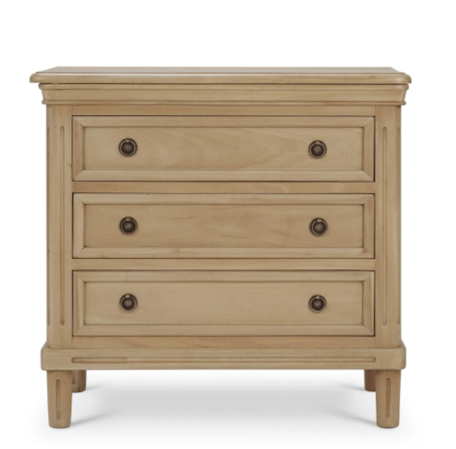 Haywood 34" Mahogany 3 Drawer Nightstand- Fruitwood