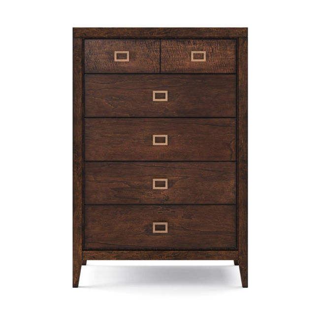 Sussex 40" 6 Drawer Chest - Antique Brown + Brass