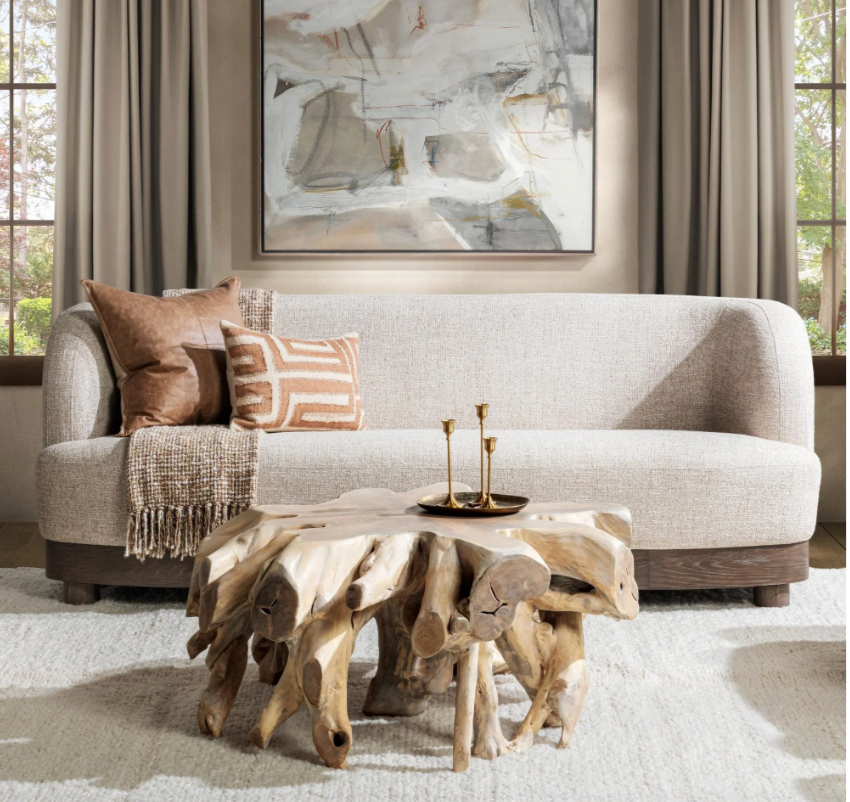 Crete 41" Teak Root Coffee Table - Bleached Natural