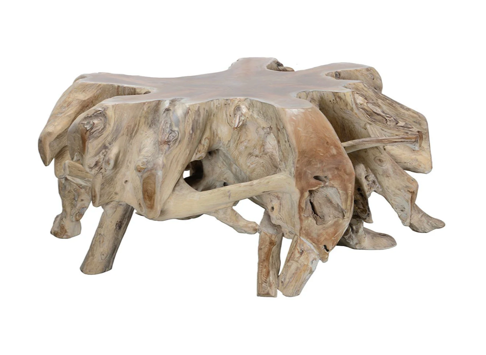 Crete 41" Teak Root Coffee Table - Bleached Natural