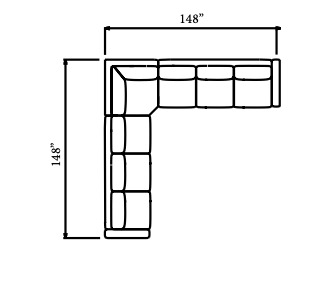 Sabrina 148" x 148" Wedge Corner Customizable 6 Cushion Sectional